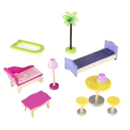 KIDKRAFT - Maison de poupées Kayla en bois + 11 pièces - Rose ROSE 4 - vertbaudet enfant 