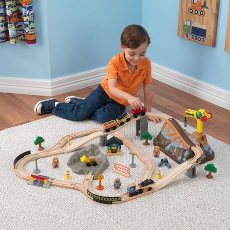 KidKraft - Circuit train en bois Bucket Construction avec 61 accessoires MARRON 2 - vertbaudet enfant 