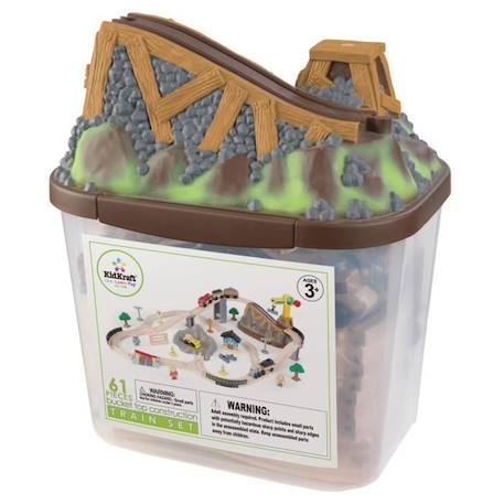 KidKraft - Circuit train en bois Bucket Construction avec 61 accessoires MARRON 3 - vertbaudet enfant 