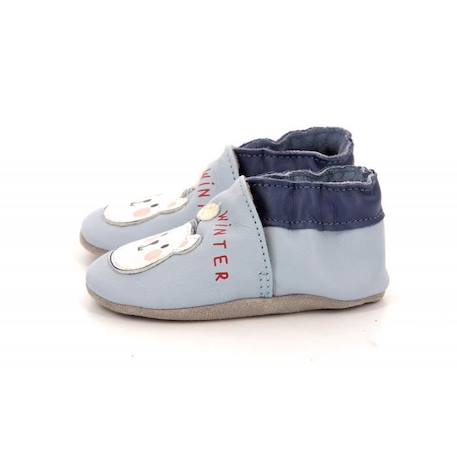 Chaussons enfant en cuir ROBEEZ Hello Winter - Bleu clair - Confort exceptionnel BLEU 4 - vertbaudet enfant 