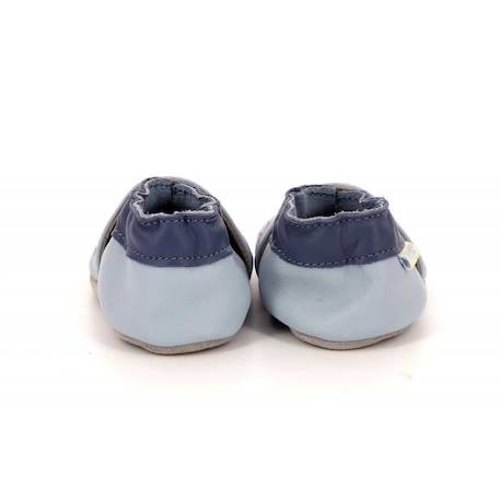 Chaussons enfant en cuir ROBEEZ Hello Winter - Bleu clair - Confort exceptionnel BLEU 3 - vertbaudet enfant 