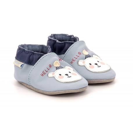 Chaussons enfant en cuir ROBEEZ Hello Winter - Bleu clair - Confort exceptionnel BLEU 2 - vertbaudet enfant 