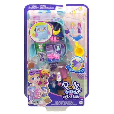 COFFRET HIBOU SOIREE PYJAMA - POLLY POCKET - HKV37 - MINI POUPEE POLLY POCKET COFFRET COMPACT BLANC 3 - vertbaudet enfant 