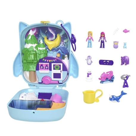 COFFRET HIBOU SOIREE PYJAMA - POLLY POCKET - HKV37 - MINI POUPEE POLLY POCKET COFFRET COMPACT BLANC 2 - vertbaudet enfant 