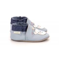 -Chaussons enfant en cuir ROBEEZ Hello Winter - Bleu clair - Confort exceptionnel