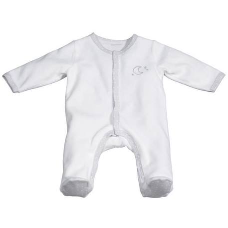 Pyjama bébé en velours à   manches longues BLANC 1 - vertbaudet enfant 