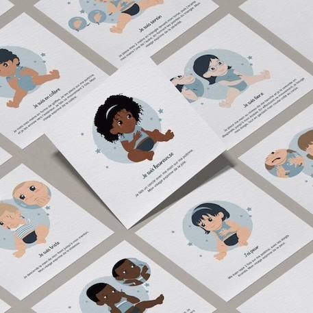 Cartes bébé signe - mes émotions - L'Atelier Gigogne - apprendre à signer avec bébé BLANC 2 - vertbaudet enfant 