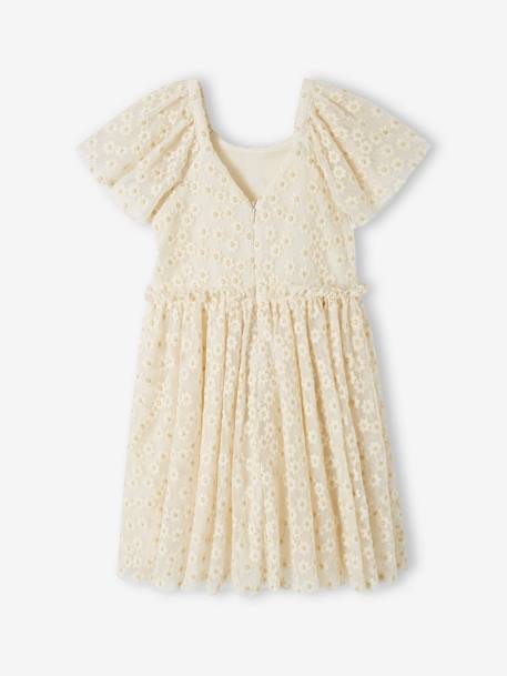 Robe cérémonie en tulle brodé fleurs fille vanille 4 - vertbaudet enfant 