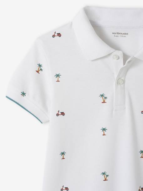 Polo imprimé garçon en maille piquée bleu imprimé+écru 10 - vertbaudet enfant 