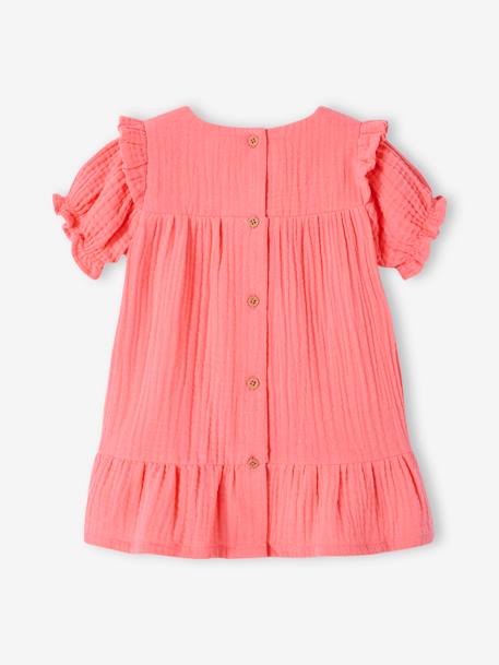 Robe en gaze de coton bébé corail+vanille 2 - vertbaudet enfant 