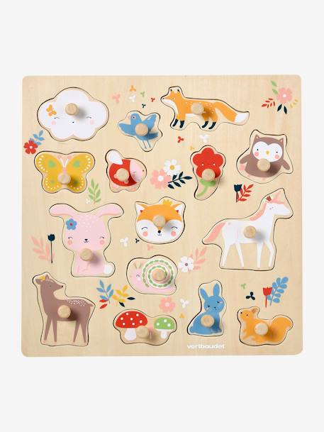 Puzzle boutons FORÊT ENCHANTÉE en bois FSC® rose 1 - vertbaudet enfant 