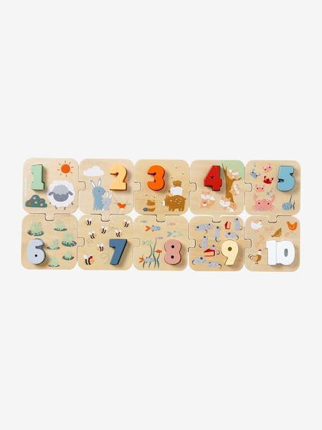 Puzzle des chiffres 2 en 1 en bois FSC® vert 1 - vertbaudet enfant 