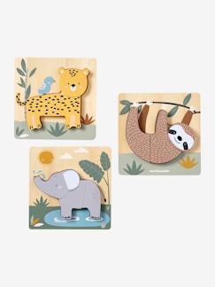 Lot de 3 puzzles chunky en bois FSC® - Tanzanie  - vertbaudet enfant