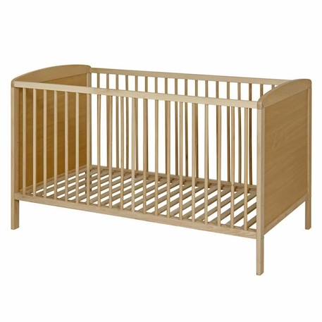 Lit bébé à barreaux Flocon - Bois naturel - 70x140 cm - Sommier réglable - Hêtre et panneau de fibres MARRON 2 - vertbaudet enfant 