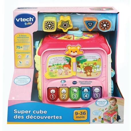 VTECH BABY - Super Cube Des Découvertes Rose ROSE 3 - vertbaudet enfant 