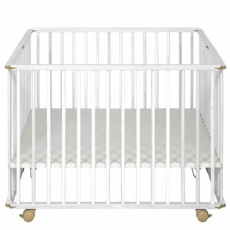 Parc bébé pliant carré Helio - AKITEN RETAIL - Blanc - Bois massif - 100x100 cm BLANC 2 - vertbaudet enfant 