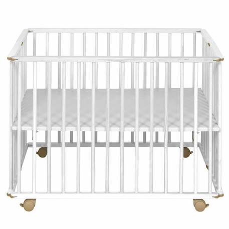 Parc bébé pliant carré Helio - AKITEN RETAIL - Blanc - Bois massif - 100x100 cm BLANC 4 - vertbaudet enfant 