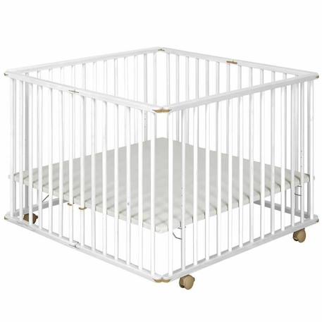 Parc bébé pliant carré Helio - AKITEN RETAIL - Blanc - Bois massif - 100x100 cm BLANC 1 - vertbaudet enfant 