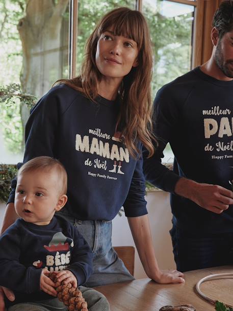 Sweat de Noël femme collection capsule 'Happy Family Forever' marine 1 - vertbaudet enfant 