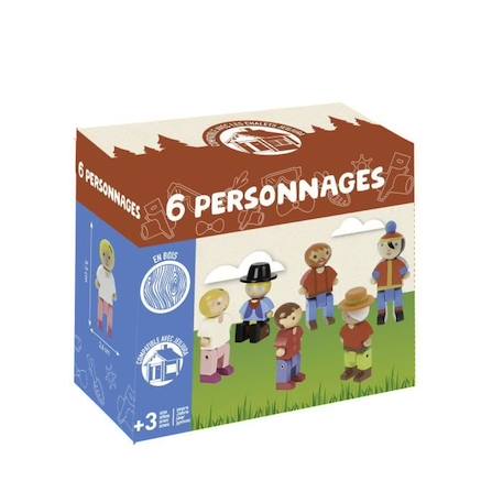 JEUJURA - Coffret de 6 personnages en bois - Jeu de construction en bois - Mixte - A partir de 3 ans BLANC 2 - vertbaudet enfant 