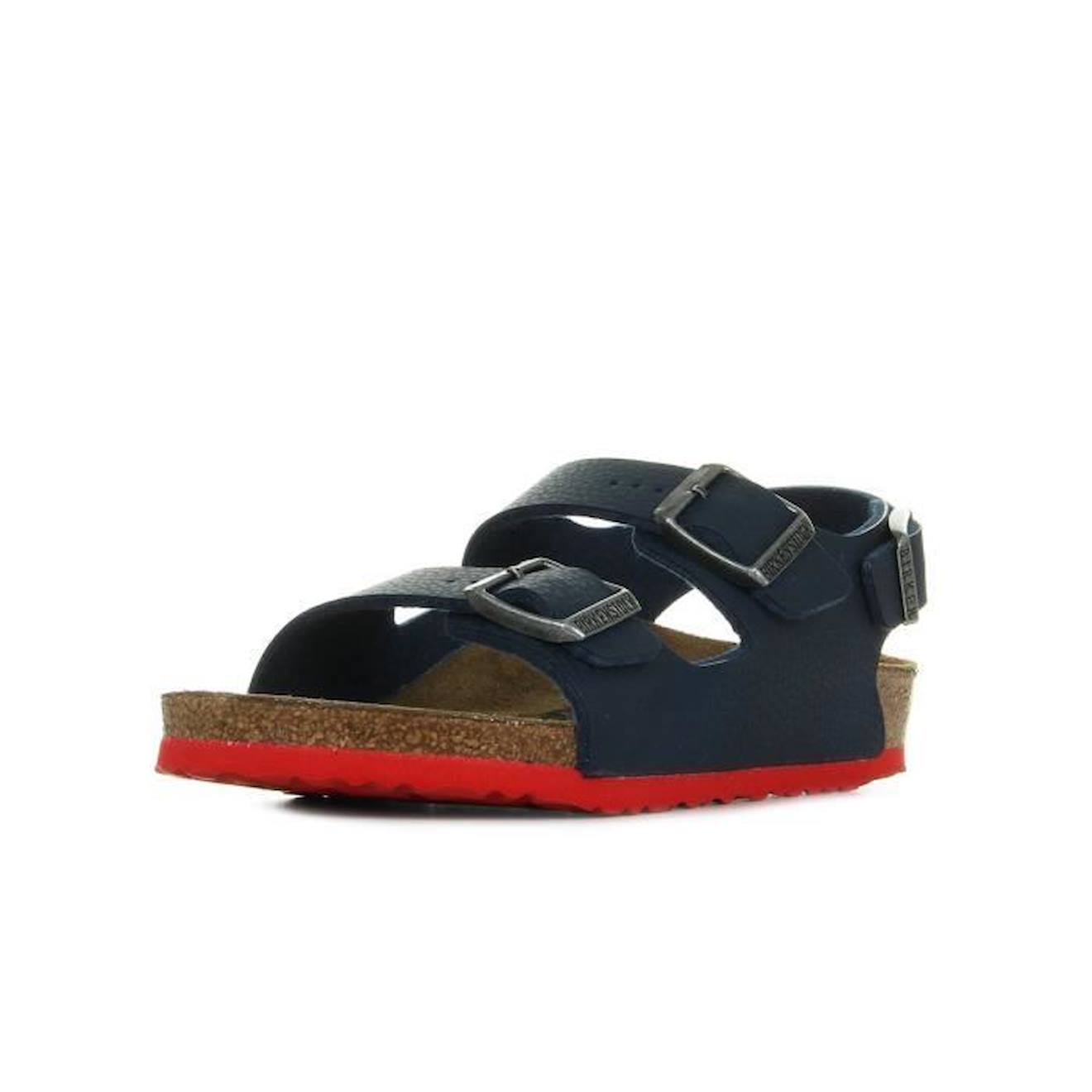 Sandales Birkenstock Enfant Milano Birko Flor Bleu Marine Rouge Boucle de Serrage Confort Exceptionnel