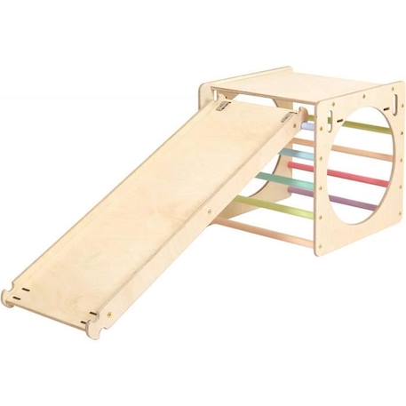 Cube d'activité en bois avec mur d'escalade pastel - KATEHAA - Pour enfant dès 12 mois - Résistant et stimulant BLANC 3 - vertbaudet enfant 