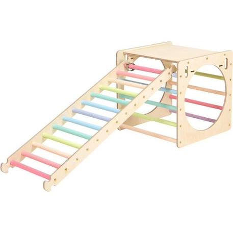 Jouet d'activité KateHaa - Cube pastel avec échelle en bois pour enfant de 12 mois et plus BLANC 1 - vertbaudet enfant 