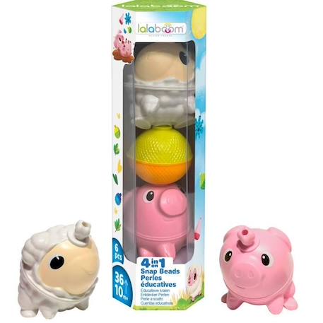 Perles éducatives Lalaboom - Mouton et cochon - 6 pcs BLANC 2 - vertbaudet enfant 