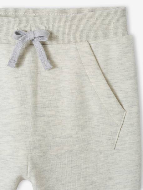 Pantalon jogging sport garçon poche kangourou fantaisie blanc chiné+noix de pécan 3 - vertbaudet enfant 