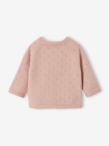 Pull en maille ajourée bébé ouverture devant mauve 2 - vertbaudet enfant 