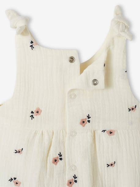 Combinaison bébé naissance brodée en gaze de coton cacao+écru+rose pâle+tilleul 8 - vertbaudet enfant 