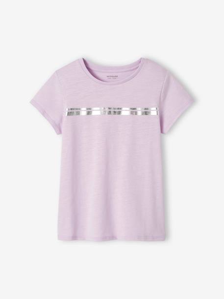 Fille-T-shirt, sous-pull-T-shirt de sport Basics fille rayures irisées placées