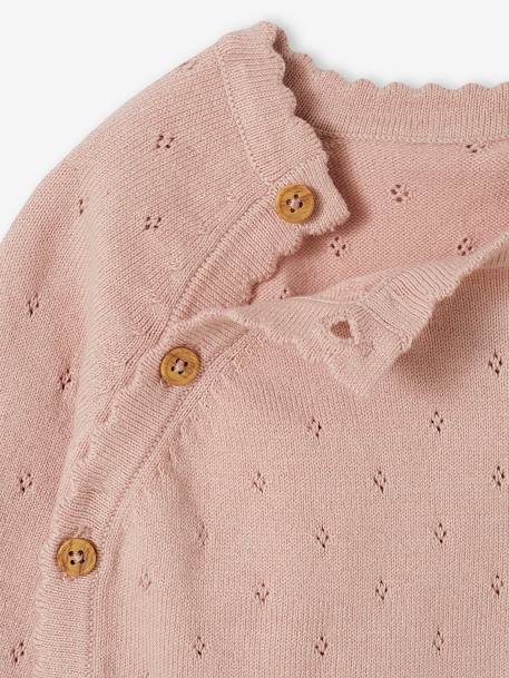 Pull en maille ajourée bébé ouverture devant mauve 3 - vertbaudet enfant 