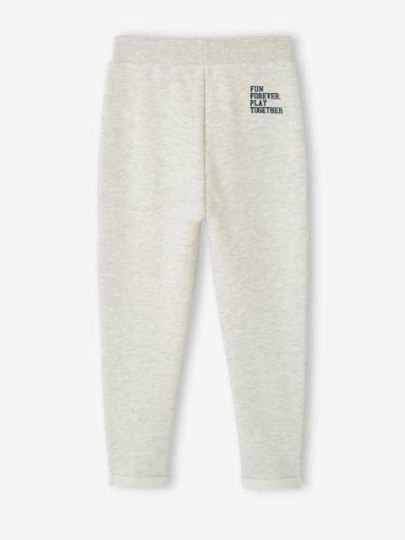 Pantalon jogging sport garçon poche kangourou fantaisie blanc chiné+noix de pécan 2 - vertbaudet enfant 