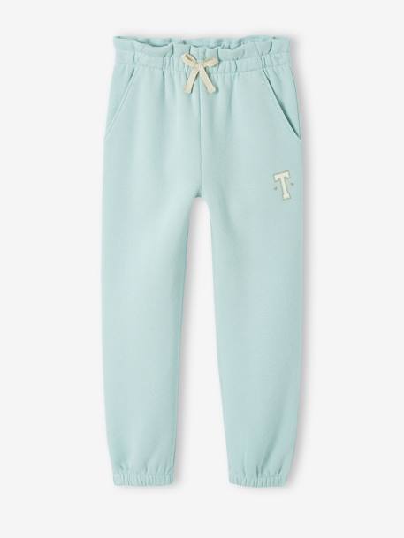 Pantalon jogging en molleton fille ceinture paperbag beige chiné+marine+vert d'eau 9 - vertbaudet enfant 