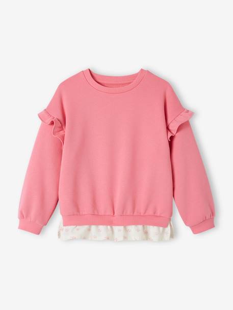 Sweat à volants bi-matière fille personnalisable jaune pastel+rose bonbon 6 - vertbaudet enfant 