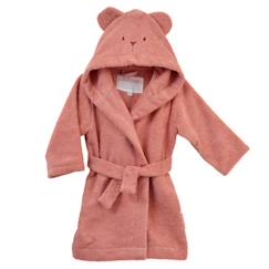 Linge de maison et décoration-Peignoir enfant coton bio* Ourson - bois de rose - 6/7 ans