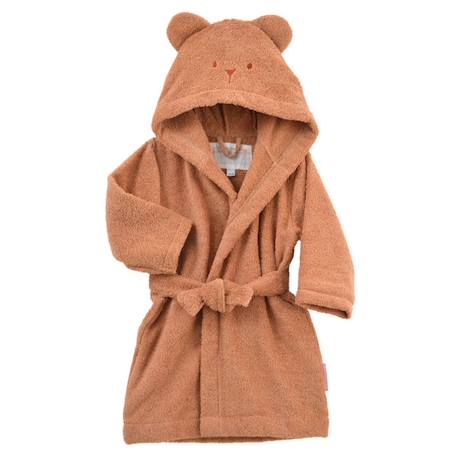 Fille-Peignoir de bain-Peignoir enfant coton bio* Ourson - terracotta - 6/7 ans