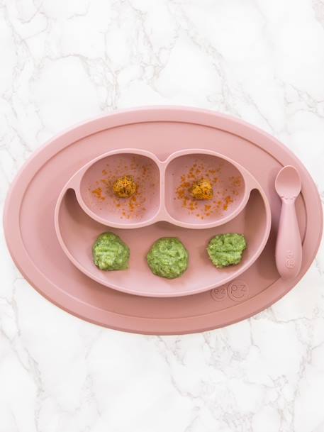 Set de table tout-en-un avec assiette EZPZ Mini mat en silicone ROSE+VERT AMANDE 2 - vertbaudet enfant 