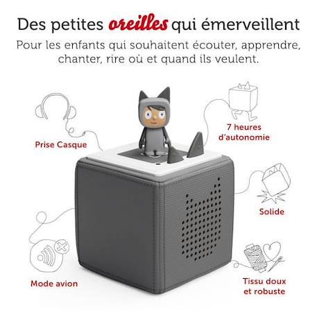 tonies® - Mon Premier Coffret Toniebox - Granite - Conteuse d'histoires GRIS 2 - vertbaudet enfant 