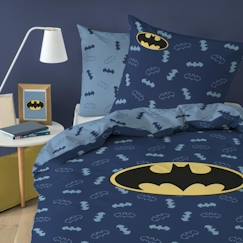 Linge de maison et décoration-Linge de lit enfant-Housse de couette-Parure de lit imprimée 100% coton, BATMAN ICONIC. Taille : 140x200 cm