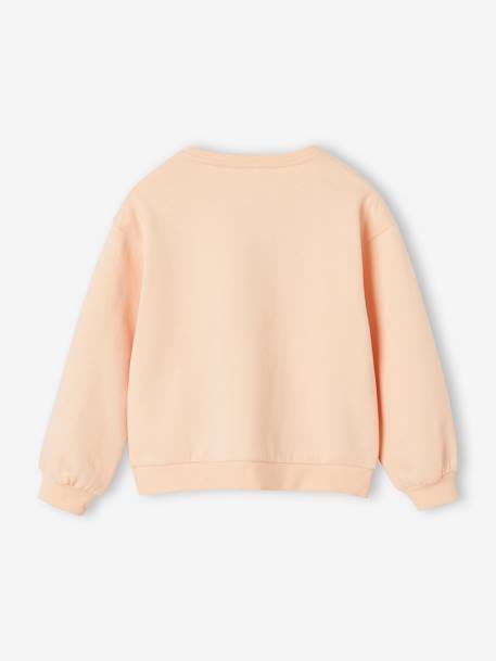 Sweat Basics motif placé fille abricot+bleu ciel+gris chiné+rose bonbon 2 - vertbaudet enfant 