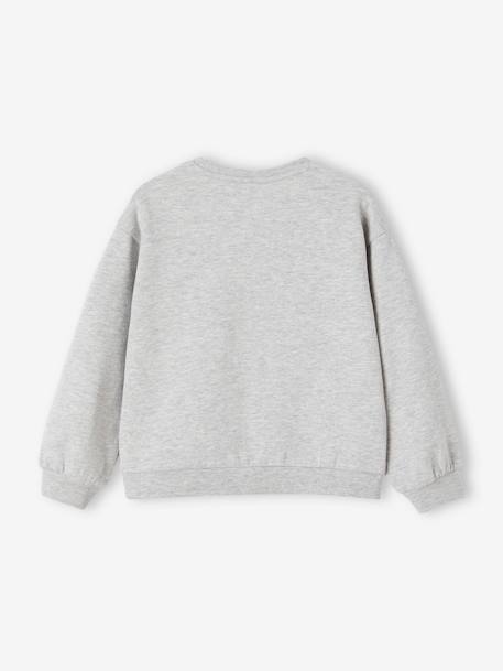 Sweat Basics motif placé fille abricot+bleu ciel+gris chiné+rose bonbon 8 - vertbaudet enfant 