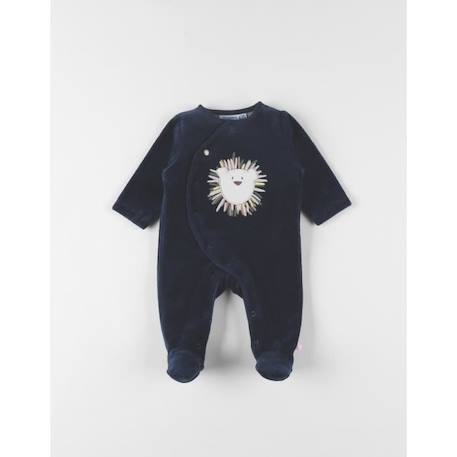 Pyjama 1 pièce imprimé lion en velours BLEU 2 - vertbaudet enfant 