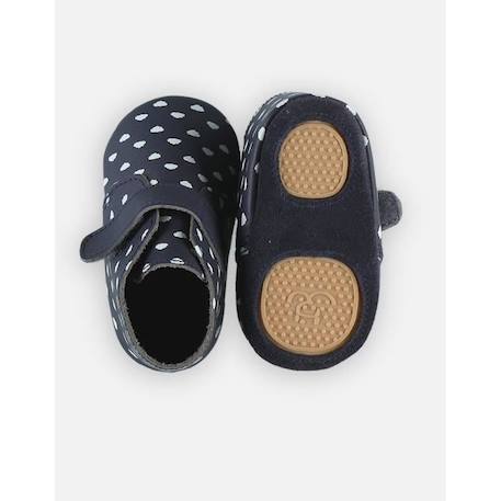 Chaussons cuir imprimés petits nuages BLEU 2 - vertbaudet enfant 