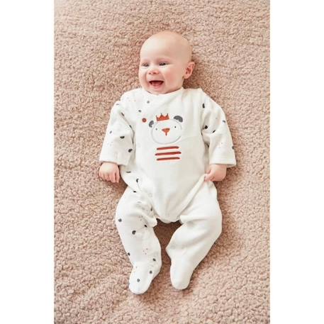 Pyjama 1 pièce imprimé ours en velours BLANC 2 - vertbaudet enfant 