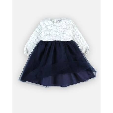 Robe bi-matière manches longues BLANC 4 - vertbaudet enfant 