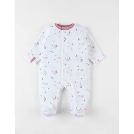 Pyjama 1 pièce en velours imprimé champignons BLANC 1 - vertbaudet enfant 