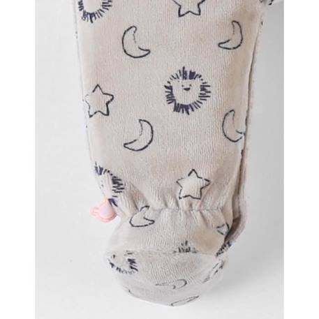 Pyjama 1 pièce imprimé lion en velours BEIGE 3 - vertbaudet enfant 