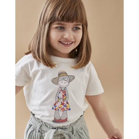 T-shirt en jersey manches courtes imprimé Lola BLANC 2 - vertbaudet enfant 